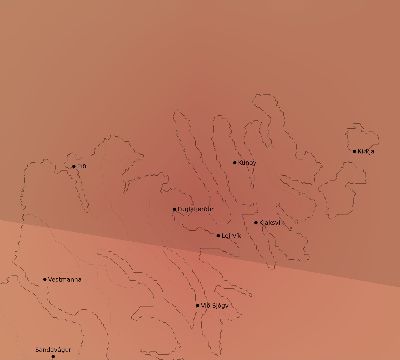 Map of the average cloud coverage across Faroe Islands for the solar eclipse of 06/11/2048