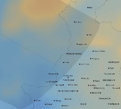 Map of the average cloud coverage across Pakistan for the solar eclipse of 06/11/2048