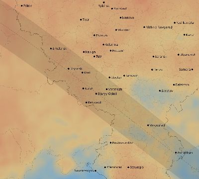 Map of the average cloud coverage across Russia for the solar eclipse of 06/11/2048