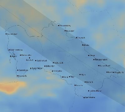 Map of the average cloud coverage across Turkmenistan for the solar eclipse of 06/11/2048