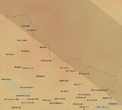 Map of the average cloud coverage across Ukraine for the solar eclipse of 06/11/2048