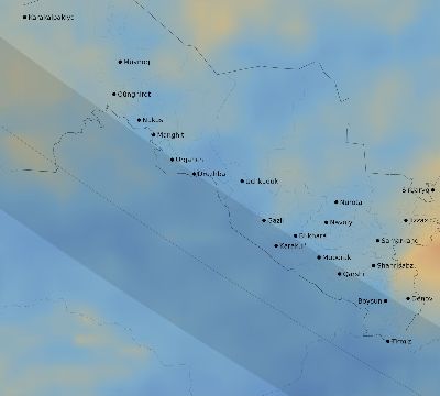 Map of the average cloud coverage across Uzbekistan for the solar eclipse of 06/11/2048