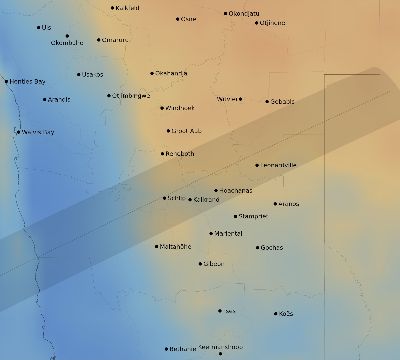 Map of the average cloud coverage across Namibia for the solar eclipse of 12/05/2048