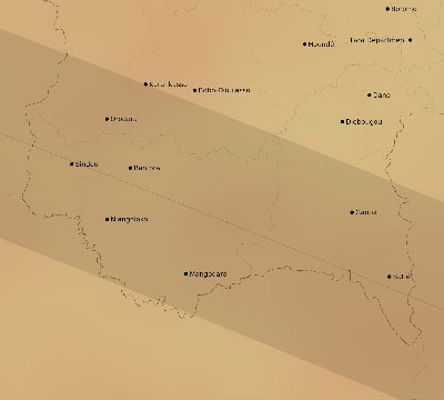 Map of the average cloud coverage across Burkina Faso for the solar eclipse of 05/31/2049