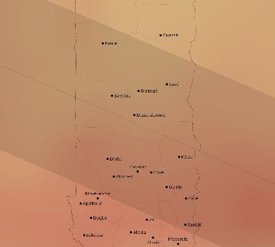 Map of the average cloud coverage across Benin for the solar eclipse of 05/31/2049