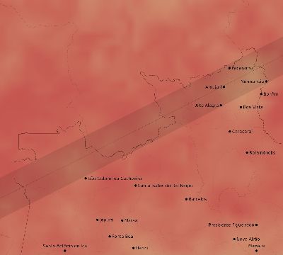 Map of the average cloud coverage across Brazil for the solar eclipse of 05/31/2049