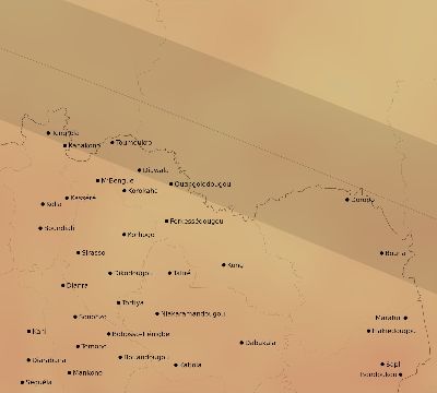 Map of the average cloud coverage across Côte d'Ivoire (Ivory Coast) for the solar eclipse of 05/31/2049