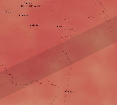 Map of the average cloud coverage across Colombia for the solar eclipse of 05/31/2049