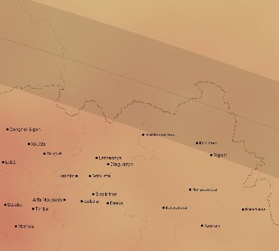Map of the average cloud coverage across Guinea for the solar eclipse of 05/31/2049