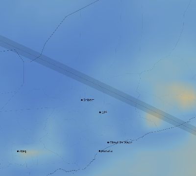 Map of the average cloud coverage across Yemen for the solar eclipse of 11/25/2049