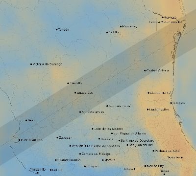 Map of the average cloud coverage across Mexico for the solar eclipse of 03/30/2052