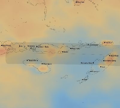 Map of the average cloud coverage across Indonesia for the solar eclipse of 09/22/2052