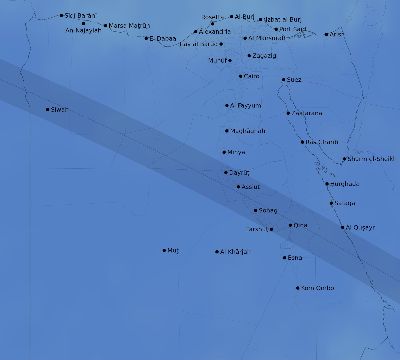 Map of the average cloud coverage across Egypt for the solar eclipse of 09/12/2053