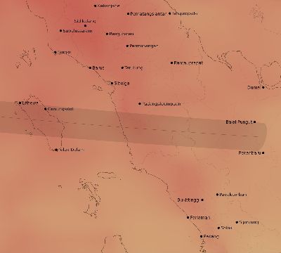 Map of the average cloud coverage across Indonesia for the solar eclipse of 09/12/2053