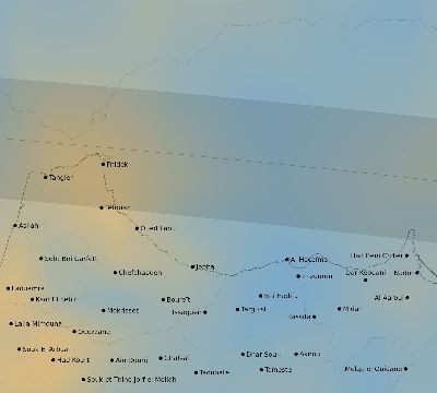 Map of the average cloud coverage across Morocco for the solar eclipse of 09/12/2053