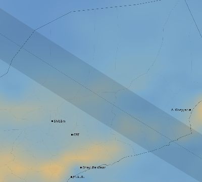 Map of the average cloud coverage across Yemen for the solar eclipse of 09/12/2053
