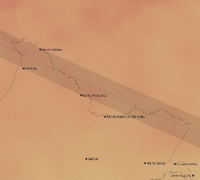 Map of the average cloud coverage across Peru for the solar eclipse of 07/12/2056