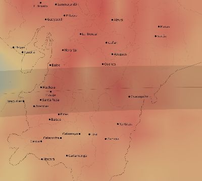 Map of the average cloud coverage across Ecuador for the solar eclipse of 05/11/2059