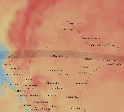 Map of the average cloud coverage across Peru for the solar eclipse of 05/11/2059