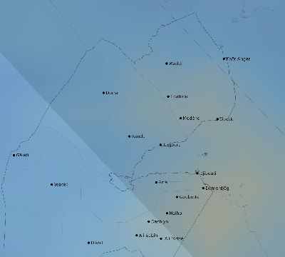 Map of the average cloud coverage across Djibouti for the solar eclipse of 11/05/2059