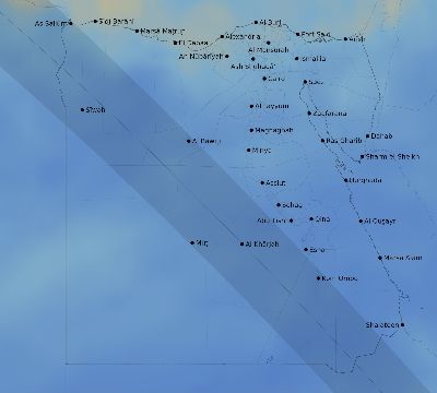 Map of the average cloud coverage across Egypt for the solar eclipse of 11/05/2059
