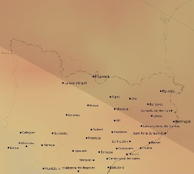 Map of the average cloud coverage across Spain for the solar eclipse of 11/05/2059