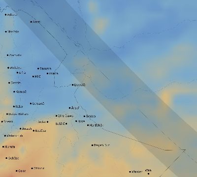 Map of the average cloud coverage across Ethiopia for the solar eclipse of 11/05/2059