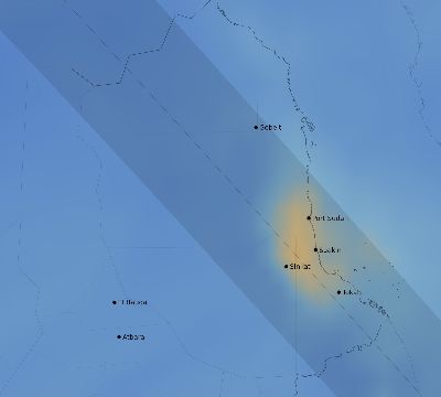 Map of the average cloud coverage across Sudan for the solar eclipse of 11/05/2059