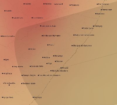 Map of the average cloud coverage across Brazil for the solar eclipse of 04/30/2060