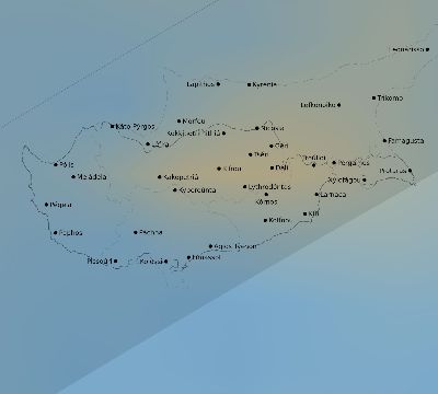 Map of the average cloud coverage across Cyprus for the solar eclipse of 04/30/2060