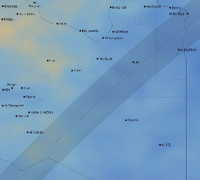 Map of the average cloud coverage across Libya for the solar eclipse of 04/30/2060