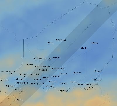 Map of the average cloud coverage across Niger for the solar eclipse of 04/30/2060