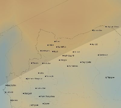 Map of the average cloud coverage across Syria for the solar eclipse of 04/30/2060