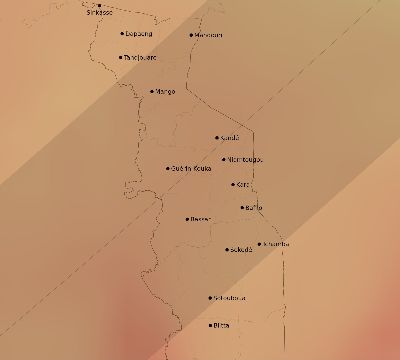 Map of the average cloud coverage across Togo for the solar eclipse of 04/30/2060