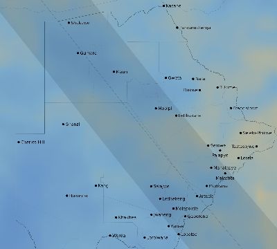 Map of the average cloud coverage across Botswana for the solar eclipse of 10/24/2060