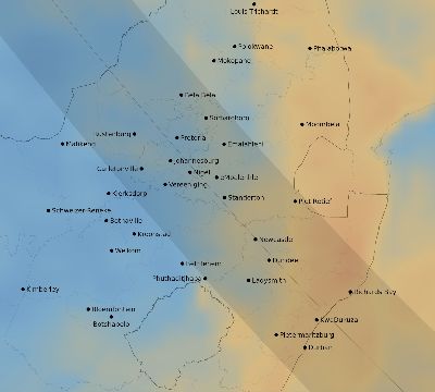 Map of the average cloud coverage across South Africa for the solar eclipse of 10/24/2060