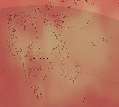 Map of the average cloud coverage across Svalbard and Jan Mayen for the solar eclipse of 04/20/2061