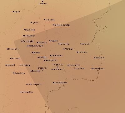 Map of the average cloud coverage across Ukraine for the solar eclipse of 04/20/2061