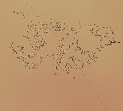 Map of the average cloud coverage across Falkland Islands for the solar eclipse of 10/13/2061