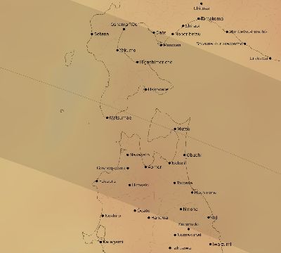 Map of the average cloud coverage across Japan for the solar eclipse of 08/24/2063