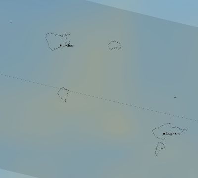 Map of the average cloud coverage across French Polynesia for the solar eclipse of 08/24/2063