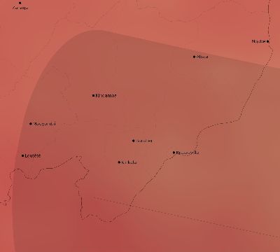 Map of the average cloud coverage across Republic of the Congo for the solar eclipse of 02/17/2064
