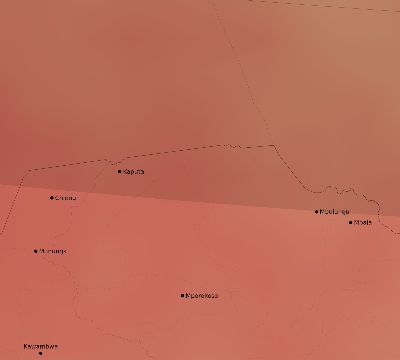 Map of the average cloud coverage across Zambia for the solar eclipse of 02/17/2064