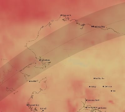 Map of the average cloud coverage across United States for the solar eclipse of 06/22/2066