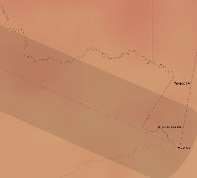 Map of the average cloud coverage across Colombia for the solar eclipse of 06/11/2067