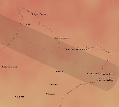 Map of the average cloud coverage across Peru for the solar eclipse of 06/11/2067