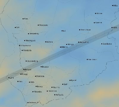 Map of the average cloud coverage across Chad for the solar eclipse of 12/06/2067