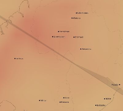 Map of the average cloud coverage across New Zealand for the solar eclipse of 05/31/2068