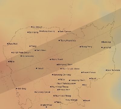 Map of the average cloud coverage across Cambodia for the solar eclipse of 04/11/2070