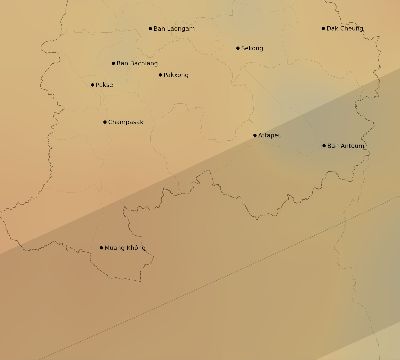 Map of the average cloud coverage across Laos for the solar eclipse of 04/11/2070